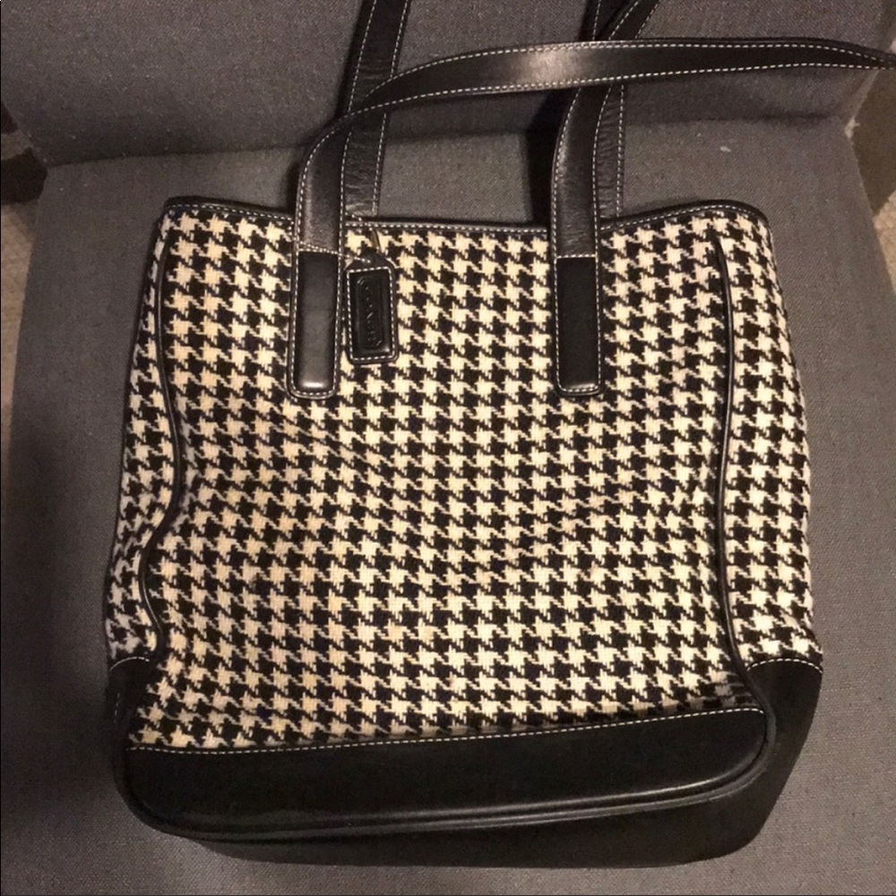 Coach Black and White Houndstooth tote!